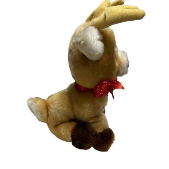 Russ Berrie Roscoe Reindeer Plush 7" Stuffed Animal Red Nose Toy Plush Stuffed A - Picture 3 of 7
